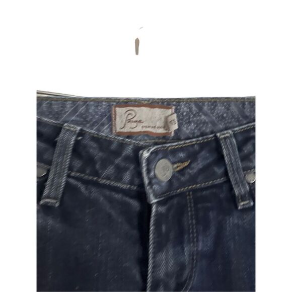 Paige Women's Blue Boot Cut Full Length Dark Wash Low Rise Jeans Size 27 - Picture 8 of 11